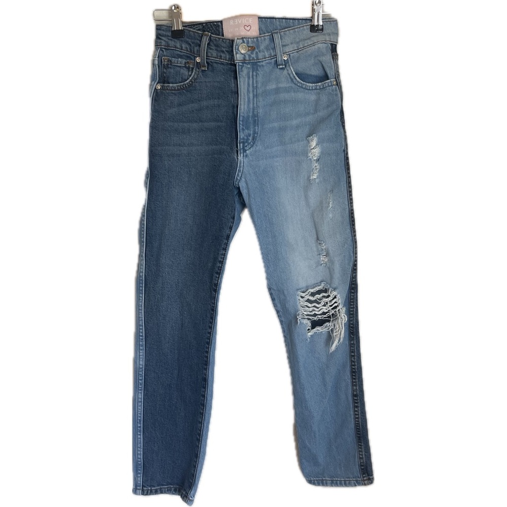 Revice Size 26 Color Block Light and Medium Blue Straight Denim Jeans 118